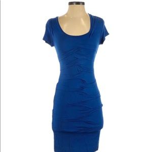 NICOLE MILLER ARTELIER size XS  short sleeve royal blue cotton bodycon dress